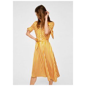 Mango Orange & White Striped Bow Dress